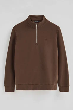 Polo Club Sweat-Shirts*Sweat-shirt à fermeture éclair partielle et effet délavé et logo Rigby Go Marron foncé