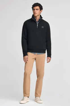Polo Club Sweat-Shirts*Sweat-shirt à fermeture éclair partielle et logo Noir