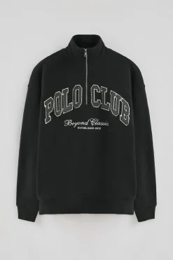 Polo Club Sweat-Shirts*Sweat-shirt avec fermeture éclair partielle et logo Established 2012 Noir