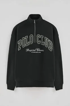 Polo Club Sweat-Shirts*Sweat-shirt avec fermeture éclair partielle et logo Established 2012 Noir