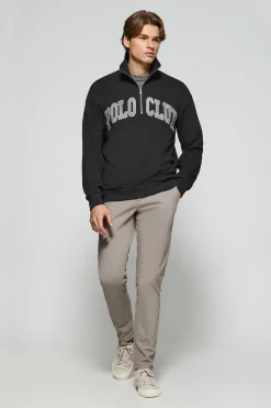 Polo Club Sweat-Shirts*Sweat-shirt Seldon à fermeture éclair partielle avec imprimé Noir
