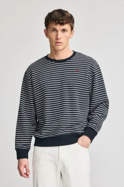 Polo Club Sweat-Shirts*Sweat-shirt rayé Captain avec monogramme brodé Bleu Marine
