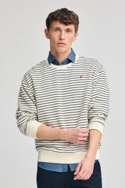 Polo Club Sweat-Shirts*Sweat-shirt rayé couleur Captain avec monogramme brodé Beige