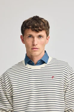 Polo Club Sweat-Shirts*Sweat-shirt rayé couleur Captain avec monogramme brodé Beige