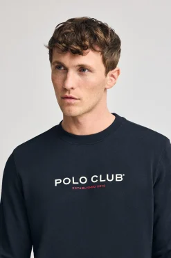 Polo Club Sweat-Shirts*Sweat-shirt regular à col rond et imprimé caoutchouté Bleu Marine