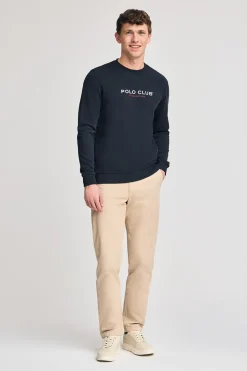 Polo Club Sweat-Shirts*Sweat-shirt regular à col rond et imprimé caoutchouté Bleu Marine