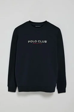 Polo Club Sweat-Shirts*Sweat-shirt regular à col rond et imprimé caoutchouté Bleu Marine