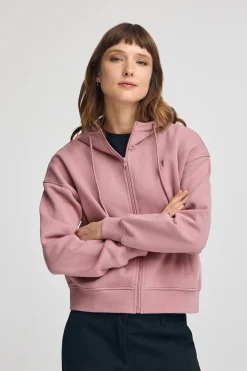 Polo Club Sweat-Shirts*Sweat-shirt rose pastel à capuche, fermeture éclair et logo Rigby Go Rose poudré