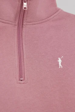 Polo Club Sweat-Shirts*Sweat-shirt rose pastel à fermeture éclair partielle et broderie Rigby Go Rose poudré