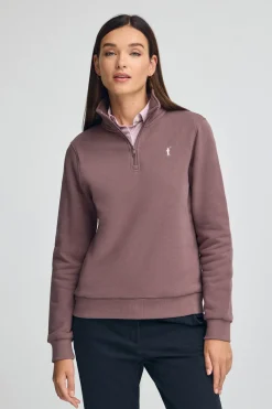 Polo Club Sweat-Shirts*Sweat-shirt à fermeture éclair partielle et logo Rigby Go Rose taupe