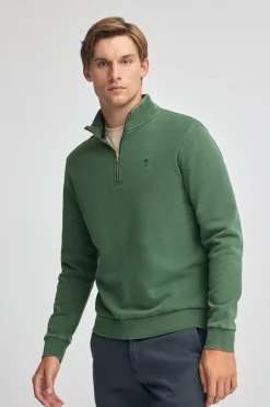 Polo Club Sweat-Shirts*Sweat-shirt à fermeture éclair partielle et effet délavé et logo Rigby Go Vert Bouteille