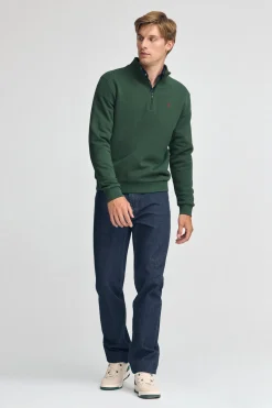 Polo Club Sweat-Shirts*Sweat-shirt à fermeture éclair partielle et logo Rigby Go Vert Bouteille