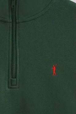 Polo Club Sweat-Shirts*Sweat-shirt à fermeture éclair partielle et logo Rigby Go Vert Bouteille