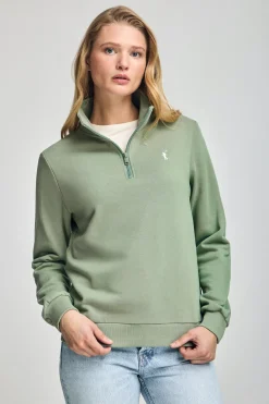 Polo Club Sweat-Shirts*Sweat-shirt à fermeture éclair partielle et broderie Rigby Go Vert jade