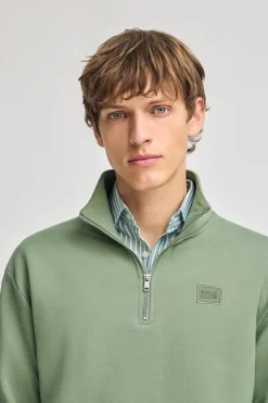 Polo Club Sweat-Shirts*Sweat-shirt détente à fermeture partielle et détail Vert jade