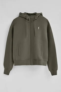 Polo Club Sweat-Shirts*Sweat-shirt vert kaki avec capuche et fermeture éclair et logo Rigby Go Vert militaire