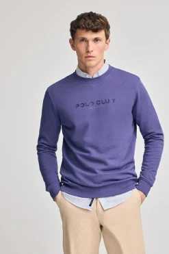 Polo Club Sweat-Shirts*Sweat-shirt violet bleuté à col regular à col rond et imprimé caoutchouté Bleu Violet