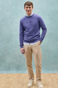 Polo Club Sweat-Shirts*Sweat-shirt violet bleuté à col regular à col rond et imprimé caoutchouté Bleu Violet