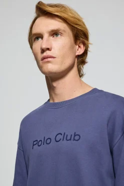 Polo Club Sweat-Shirts*Sweat-shirt bleu à col ras du cou et logo Bleu océan