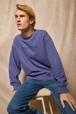 Polo Club Sweat-Shirts*Sweat-shirt bleu à col ras du cou et logo Bleu océan