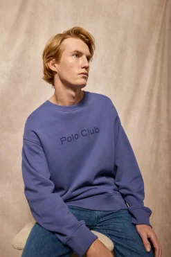 Polo Club Sweat-Shirts*Sweat-shirt bleu à col ras du cou et logo Bleu océan