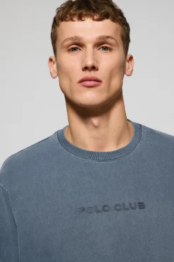 Polo Club T-Shirts*T-shirt à manches longues Hermes bleu avec logo caoutchouté Denim