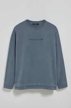 Polo Club T-Shirts*T-shirt à manches longues Hermes bleu avec logo caoutchouté Denim