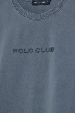 Polo Club T-Shirts*T-shirt à manches longues Hermes bleu avec logo caoutchouté Denim