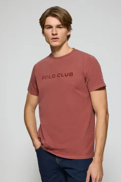 Polo Club T-Shirts*T-shirt Apolo teint sur le fil avec logo en velours Rouge