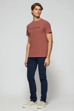 Polo Club T-Shirts*T-shirt Apolo teint sur le fil avec logo en velours Rouge
