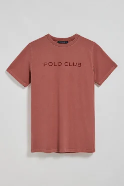 Polo Club T-Shirts*T-shirt Apolo teint sur le fil avec logo en velours Rouge
