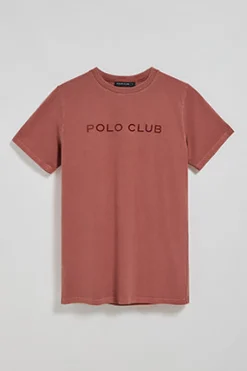 Polo Club T-Shirts*T-shirt Apolo teint sur le fil avec logo en velours Rouge