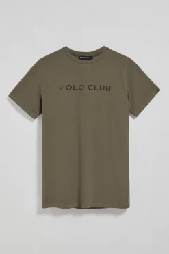 Polo Club T-Shirts*T-shirt Apolo teint sur le fil avec logo en velours Vert militaire