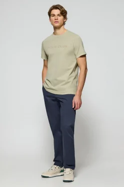 Polo Club T-Shirts*T-shirt Apolo teint sur le fil, couleur , avec logo en velours Pierre