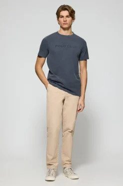Polo Club T-Shirts*T-shirt Apolo teint sur le fil avec logo en velours Bleu Marine