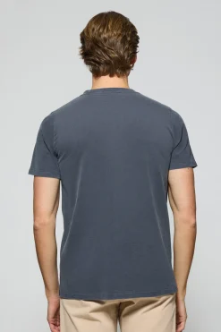 Polo Club T-Shirts*T-shirt Apolo teint sur le fil avec logo en velours Bleu Marine