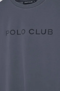 Polo Club T-Shirts*T-shirt Apolo teint sur le fil avec logo en velours Bleu Marine