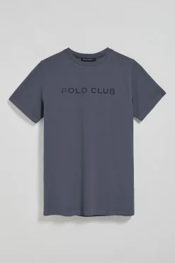 Polo Club T-Shirts*T-shirt Apolo teint sur le fil avec logo en velours Bleu Marine