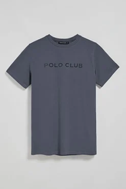 Polo Club T-Shirts*T-shirt Apolo teint sur le fil avec logo en velours Bleu Marine