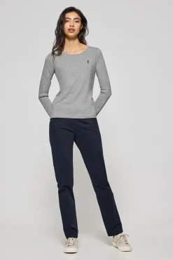 Polo Club T-Shirts*T-shirt basique à manches longues logo Rigby Go gris chiné Gris Vigore