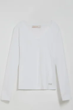 Polo Club T-Shirts*T-shirt basique à col en V avec logo caoutchouté Blanc