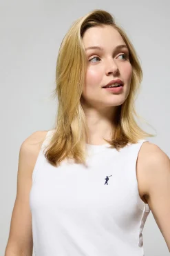 Polo Club T-Shirts*T-shirt basique sans manches à col ras du cou avec un logo brodé Rigby Go Blanc