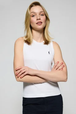 Polo Club T-Shirts*T-shirt basique sans manches à col ras du cou avec un logo brodé Rigby Go Blanc