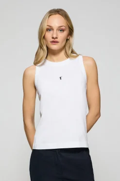 Polo Club T-Shirts*T-shirt basique sans manches à col ras du cou avec un logo brodé Rigby Go Blanc