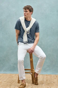 Polo Club T-Shirts*T-shirt basique bleu à col rond avec détail brodé Denim