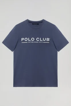 Polo Club T-Shirts*T-shirt basique bleu avec un imprimé signature sur la poitrine Denim