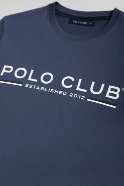 Polo Club T-Shirts*T-shirt basique bleu avec un imprimé signature sur la poitrine Denim
