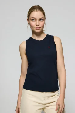 Polo Club T-Shirts*T-shirt basique sans manches à col ras du cou avec un logo brodé Rigby Go Bleu Marine