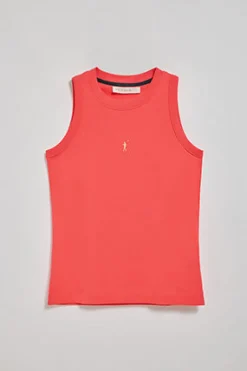 Polo Club T-Shirts*T-shirt basique couleur corail sans manches à col ras du cou avec un logo brodé Rigby Go Coral