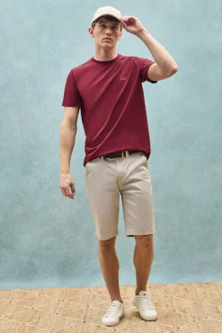 Polo Club T-Shirts*T-shirt basique couleur à col rond avec détail brodé Grenat